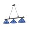 Z-Lite Cordon 3 Light Billiard, Bronze Plate & Dark Blue 2306-3BP-ARDB - alternate 1